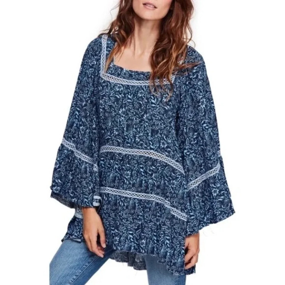FREE PEOPLE Blue Talk About It Tunic - Picture 5 of 9